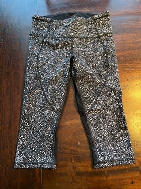lululemon athletica Black and White Speckled Capri Leggings